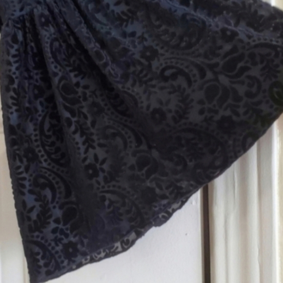 Velvet Black Jacquard Bell Sleeve Mini Dress Boho Retro Glam – Small - Picture 6 of 8